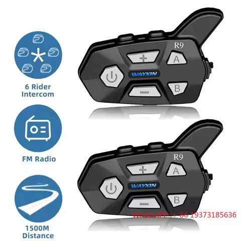 WAYXIN R9 Helmet Headsets Motorcycle Intercom 6 Riders Communication Interphone BT5.0 Intercomunicad