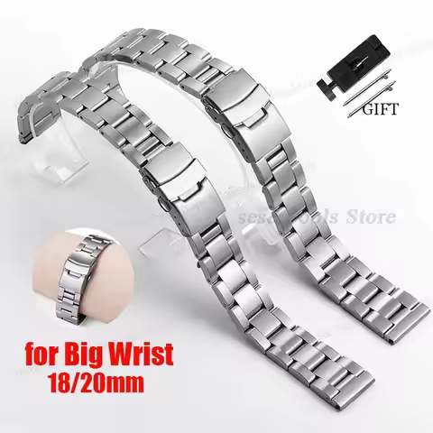 Straight End Watchband for Seiko 5 SKX007/009 SKX013 Strap for Big Wrist Stainless Steel Bracelet 18