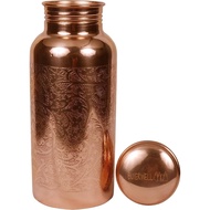 Pure Copper Embossed Water Bottle 17 Oz with Lid Ayurvedic Water Bottle Copper Water Vessel Small Le