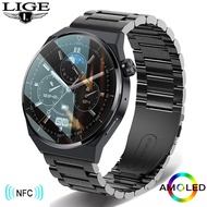 LIGE NFC Smart Watch Men GT3 Pro AMOLED 390*390 HD Screen Always Display Time Fitness Watch Waterproof Smartwatch Men