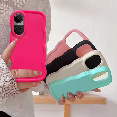 Reno10 Cute Candy Wavy Silicone Case For Oppo Reno 10 11 Reno11 Pro 11F A54 A54s A16 A15 A57 A58 A78