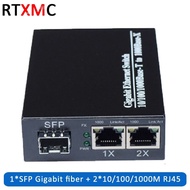 SFP 1.25G Fiber media converter 1SFP 2RJ45 Fast Ethernet RJ45 to SFP Fiber Gigabit Media Converter G