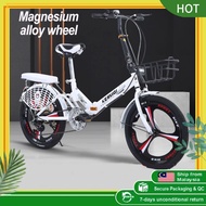【Ready stock】Variable speed folding bike 20 inch bicycle bi-fold carbon steel shock/basikal lipat/basikal budak
