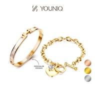 YOUNIQ MOETO & HERZ 18K Rosegold / Gold / Silver Titanium Bangle & Bracelet Set EG