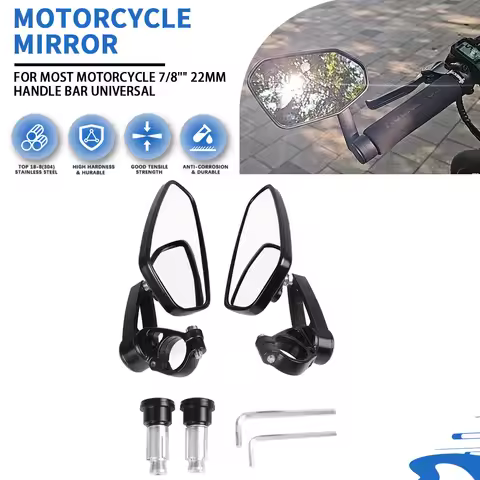 7/8" 22mm Motorcycle Side View Mirror For Honda CB1000R CB650R CB650F CB500 CB300 CB200X CB125 Rearv