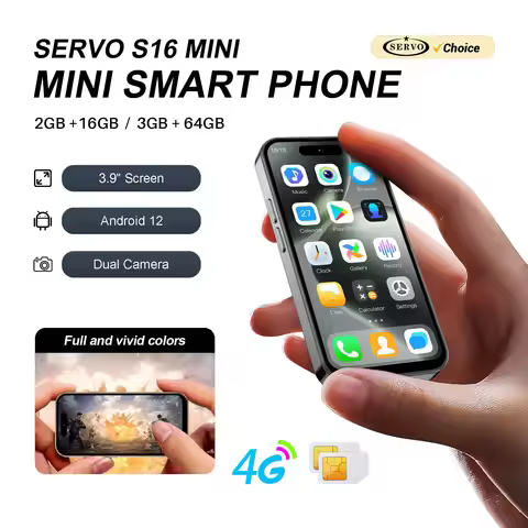 SERVO S16 Mini Android 12 Smartphone 3.9 Inch 4G LTE Dual SIM Face Unlock WiFi Play Store 64GB ROM H