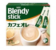 Blendy Stick即溶深度烘焙牛奶咖啡 咖啡歐蕾 27包盒裝(4901111954069)綠白 超新鮮日期 全新包裝【平行進口】不同版本隨機發