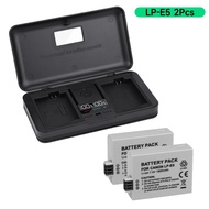 PALO LP-E5 / E5 / LPE5 เครื่องชาร์จแบตเตอรี่ LCD แบบ Dual Slot + การจับคู่แบตเตอรี่ Canon EOS Rebel 