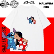 <TSHIRT WOMEN MEN> LILO AND STITCH T SHIRT DISNEY 100% COTTON ANIME T-SHIRT LELAKI PEREMPUAN BAJU LE