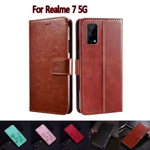 Flip Cover For OPPO Realme 7 5G Case RMX2111 Phone Protective Shell Funda Case For Realme7 5G Wallet