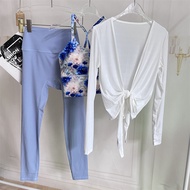 ชุดโยคะ Pilates สำหรับผู้หญิง ระบายอากาศได้ดี แห้งเร็ว ชุดออกกำลังกาย ชุดวิ่ง ชุดสามชิ้น ชุดออกกำลัง