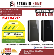 SHARP 554L 2-DOOR FRIDGE  SJ-PG55P2-BK/SJ-PG55P2-DS