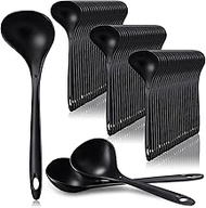 72 Pieces Large Heavy Duty Disposable Plastic Serving Spoons Utensils Set Mixing Big for Party Catering Buffet Restaurant Dinner Soup Cooking Weddings Dishwasher Safe, 9" x 2.8", Black