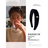 Fever Same Style Velvet Black Small Gold Label Headband Autumn Winter High Skull Face Small Press Ha