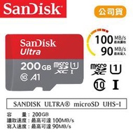 【攝界】公司貨 SanDisk Ultra 200G microSD TF 100M SDXC 記憶卡 手機 終保