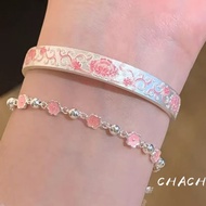 CC ACC Pink Email Peony Flower Bracelet - Elegant Bridal Jewelry for Elegant Look at Special Day Q24