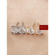 e.soul life Classic 4-Prong Round Zircon Stud Earrings | 925 Silver Post | Elegant Minimalist Style