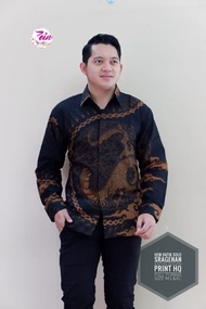 batik naga coklat kemeja batik solo pria lengan panjang Zein