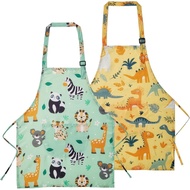 Lictin 2 Pack Kids Apron Girls Boys for Cooking, Waterproof Art Apron with Pockets for Kids Painting