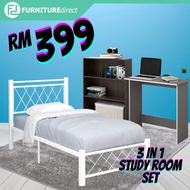 [PACKAGE] Furniture Mart ELSA 3 in 1 Single Size Study Room Package bedroom set airbnb furniture package