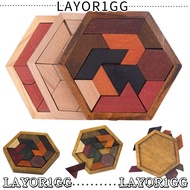 LAYOR1GG Tangram Intelligence Toy, Safe Wooden Hexagon Tangram Puzzles, Birthday Gifts Montessori Pa