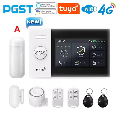 PGST PG-107 4G Tuya Wireless Home WIFI GSM Home Security With Motion Detector Sensor Burglar Alarm S