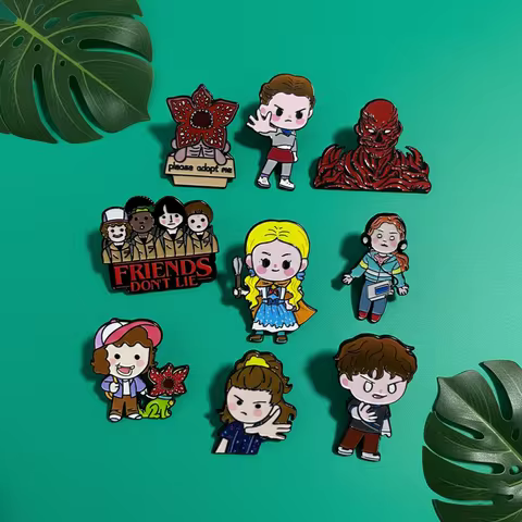 Cute Demogorgon Cannibal Flower Enamel Pins Set - 4/5/9pcs Cartoon Brooches Lapel Badges for Backpac