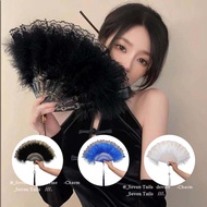 Vintage Fan Feather Folding Fan Chicken Feather Fan Feather Fan For Dancing Tassel Folding Fan