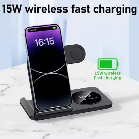 3 in 1 Wireless Charger Stand Fast Charging Station for iPhone 17 16e 16 15 14 Pro Max 13 12 iWatch 