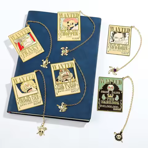 Anime One Piece Metal Bookmark Cartoon Bounty Luffy Hollow Bronzing Bookmark for Book Club Reader Wr
