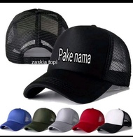 topi tracker request nama sendiri/ topi jaring pake nama sendiri. topi jaring bisa request nama