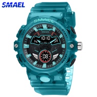 SMAEL Top Brand Digit Watch Men Fashion Casual New Concept Dual Multifunction Display Wrist Watches Army Transparent Strap Clock