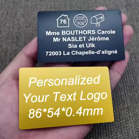 8.6x5.4CM Personalize Your Logo Text Aluminium Plate Custom Badge Adhesive Tape ID Door Wall Mailbox