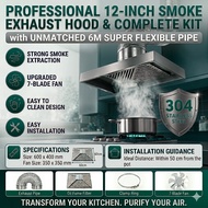 Kitchen Stainless Steel Cooker Hood Oil Fume Purifier Kitchen Wall Mounted Exhaust Fan Hood Tudung D