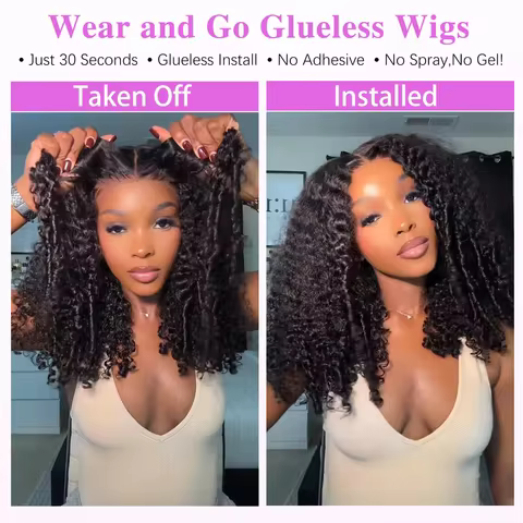 Glueless 7X5 Lace Burmese Curly Wear And Go Human Hair Wigs For Women Deep Wave Curly 13x6 HD Fronta