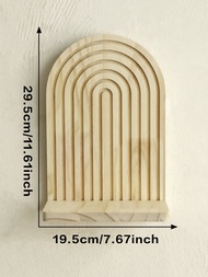 1pc Wooden Wall Shelves Boho Rustic Arch Floating Wall Mounted Shelf Plants Holder Vase Display Stan