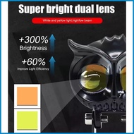 ▦ ➬ ❡ AFFG Owl Dsk Mdl Mini Driving Light Motorcycle White Yellow High Low Beam 6500K IPX66 Waterpr
