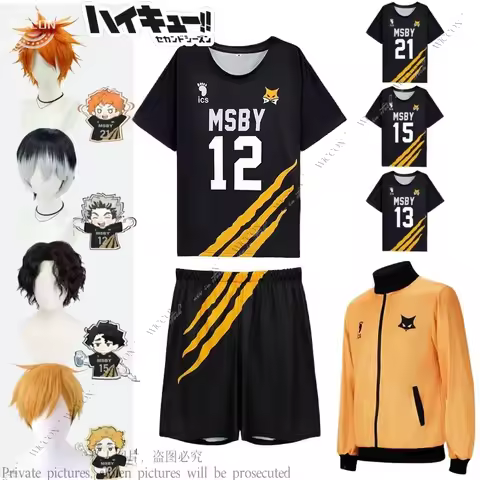 Hinata Shoyo Koutarou Bokuto Kiyoomi Sakusa Atsumu Miya Volleyball Costume Cosplay Wig Short Sleeve+