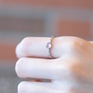 月光石925純銀鋯石蛋糕戒指 可調式戒指