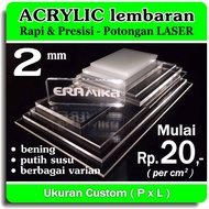 Acrylic/Akrilik Lembaran Potongon Laser - Custom Persegi - 2 mm - Bening, Cast (HQ)