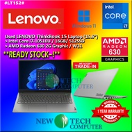 #LT152 Used LENOVO THINKBOOK 15 Performance Laptop intel i7-1065G7 16GB 512GB SSD AMD RADEON 630 2G 