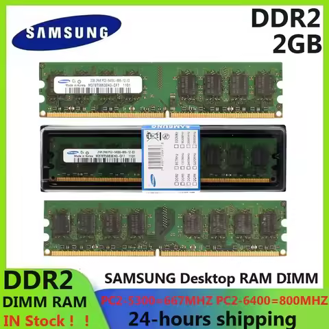 SAMSUNG Desktop Memoria DDR2 DIMM Ram 2GB 800Mhz667Mhz High Performance RAM PC Memory PC2-5300 PC2-6
