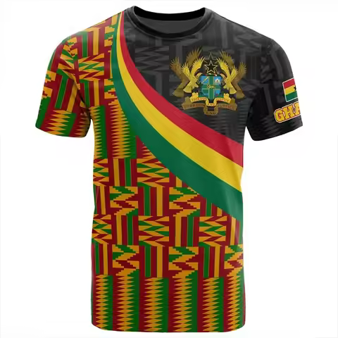 Ghana Flag Map 3D Printed T Shirt For Men Clothes Casual Kids T-Shirt GHA National Emblem Tshirt Spo