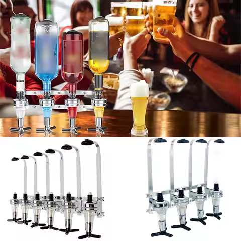 Wall-Mounted 4-6 Bottle Liquor Dispenser Holder,Portable Professional Alcohol Bar Dispenser Station 