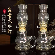 Retro Old Style Kerosene Lamp Glass Horse Lamp Oil Fire Water Lamp Nostalgic Old Oil Lamp For Buddha Changming Lamp Alcohol Lamp ccdzk.sg