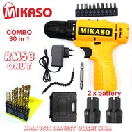 MIKASO Cordless Drill 12 Volt Combo Set 30 in 1 Two Battery 11 Screw Bits, 13 Pieces Drill Bits