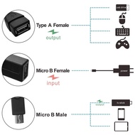 【BBI】-4-Pack Mini OTG Cable Adapter,2-In-1 Powered Micro-USB to USB Adapter(OTG Cable + Power Cable)