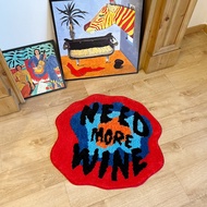 Need More Wine Tufted Rug 100% Handmade Tufted Rug Irregular Bedside Rug Soft Fluffy Colorful Bathro