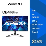 APEX+ CORE 24" 144Hz USB-C FHD Monitor - Fast IPS | 1ms | Type-C + HDMI + DP | Audio Speakers | VESA