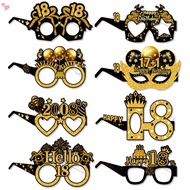 8Pcs 18th/21th/30th/40th/50th/60th Birthday Paper Glasses, Black Gold Birthday Paper Sunglasses Phot